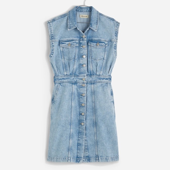 Madewell NWOT Denim Cap-Sleeve Shirtdress in Aquino Wash Size 8 - Picture 6 of 10